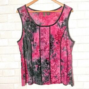 Sere Nade Burnout Velvet Floral Top 3X Boho Dark Romantic Resort Artsy Evening